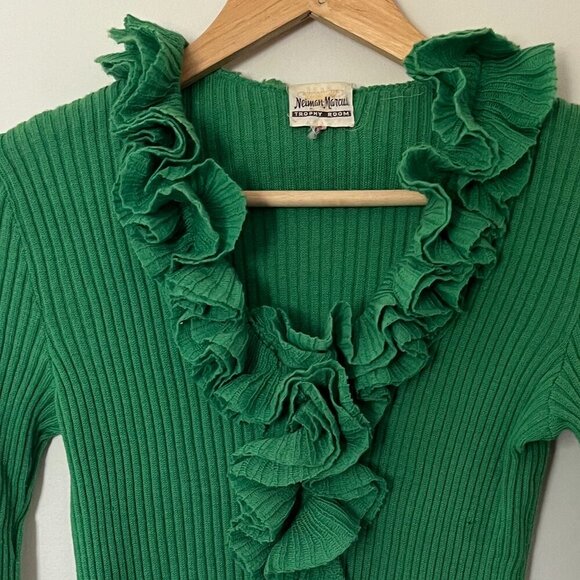 Neiman Marcus Trophy Room Ruffle Sweater - Size S/M - VINTAGE & RARE - Picture 2 of 7